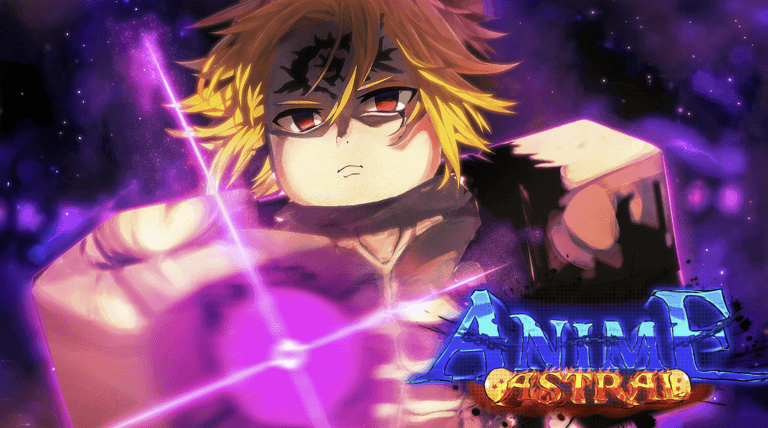 Official Anime Astral artwork with a fighter surrounded by violet energy