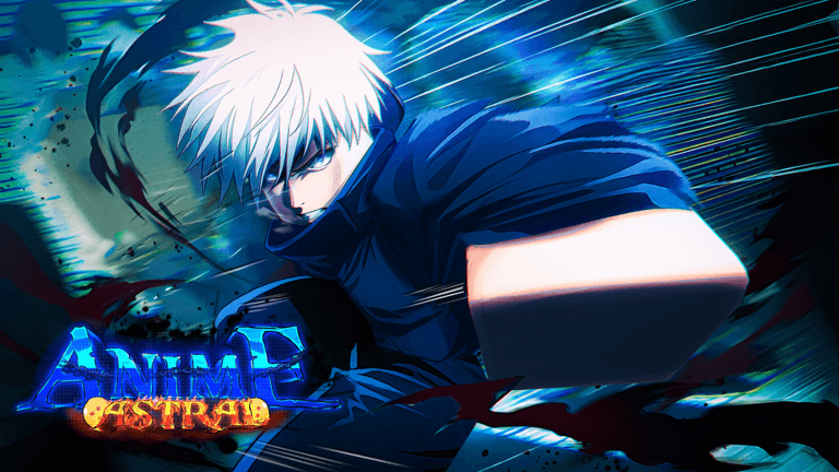 Official Anime Astral artwork with a fighter moving through blue energy